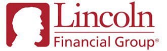 The Lincoln Financial Group logo features a maroon silhouette of Abraham Lincoln’s profile to the left of the company name in maroon text, with Lincoln above Financial Group.